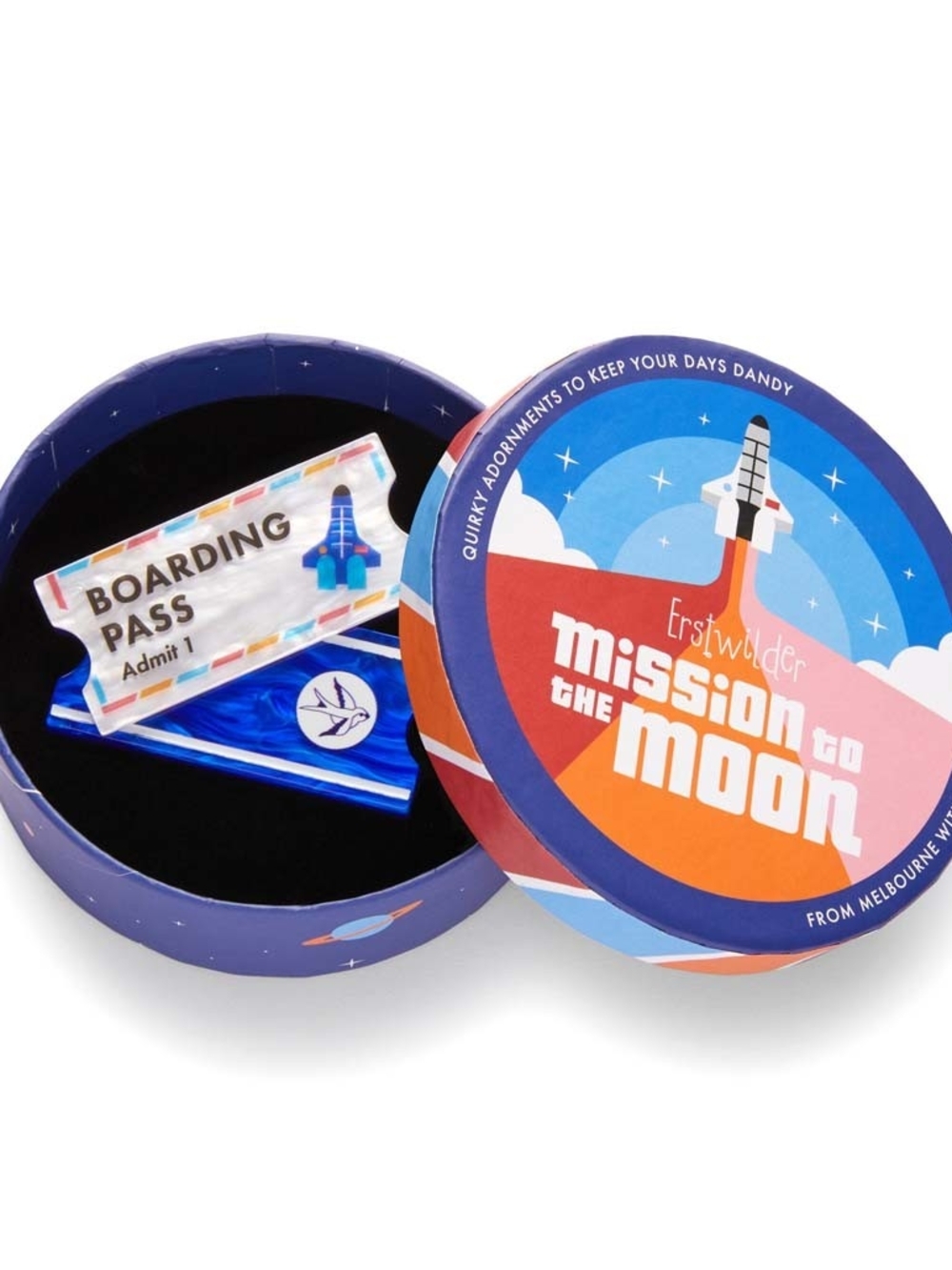 Erstwilder 'Mission to the Moon' Boarding Pass Brooch